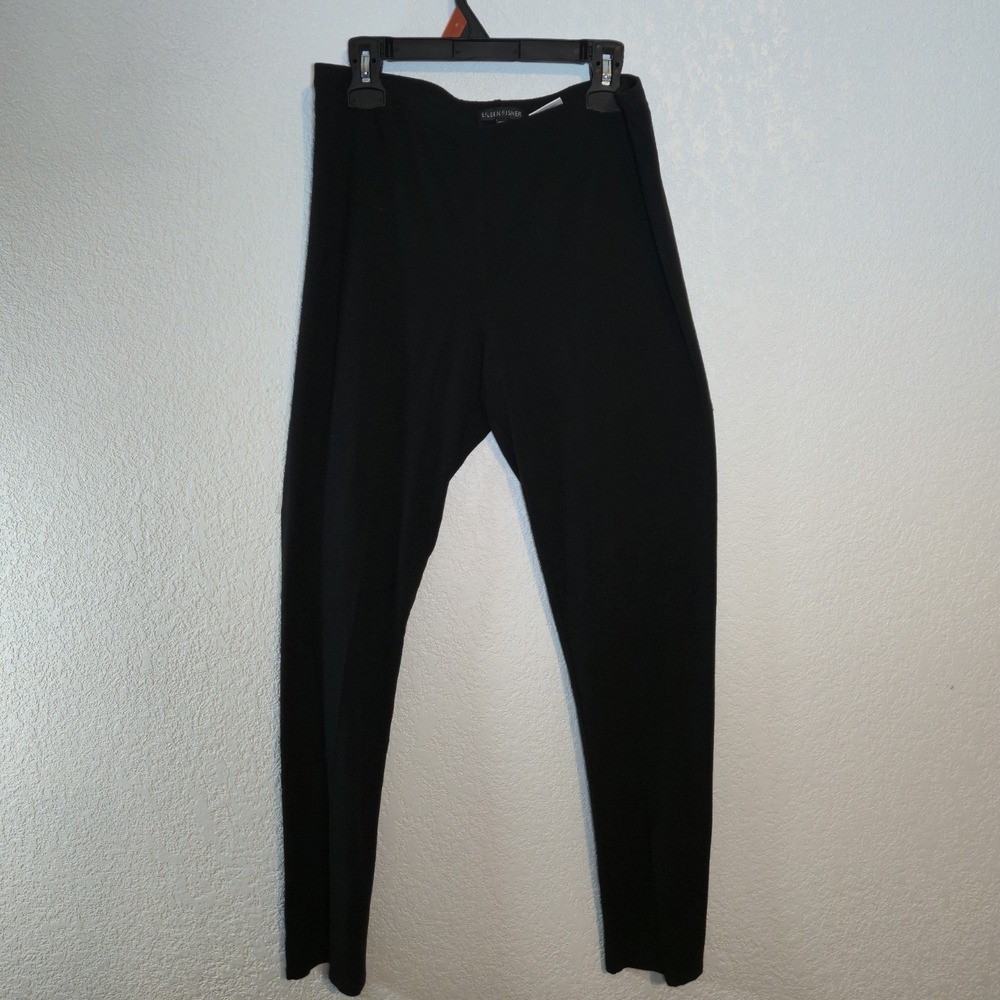 Eileen Fisher Pants‎ Womens M Black Pull On Stretch Knit Straight Leg USA Lot 2